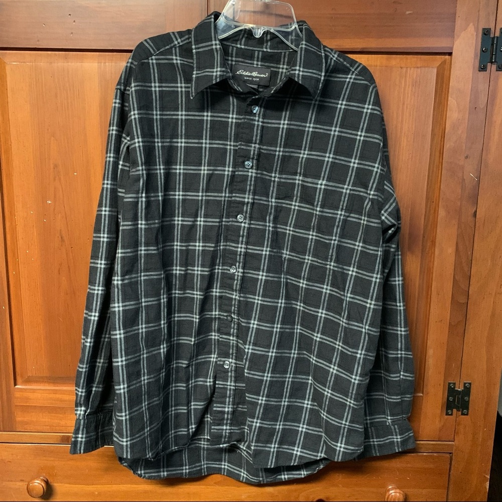 Black & Gray Plaid Button Down